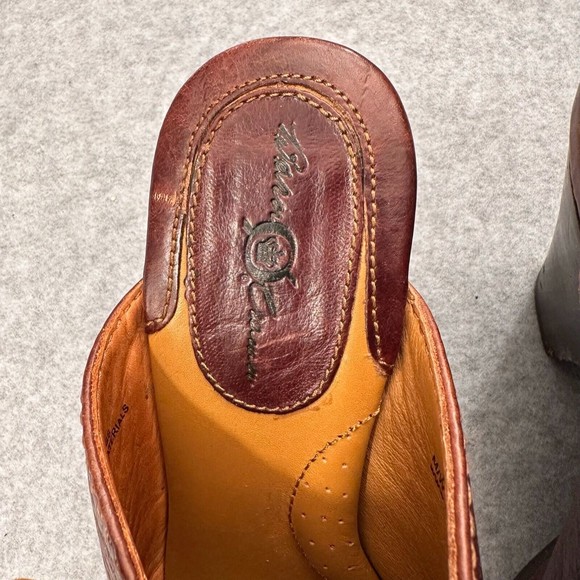 Born Crown Womens Mules Brown Leather Clog Heel Size 7M 38 BOC By Born - Picture 3 of 11